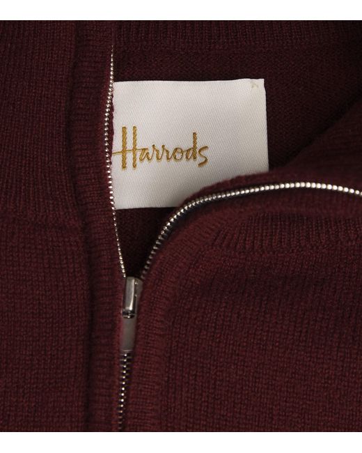 Harrods Red Cashmere Quarter-Zip Sweater for men