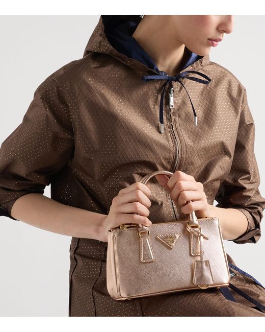 Prada Brown Mini Saffiano Leather Galleria Top-Handle Bag