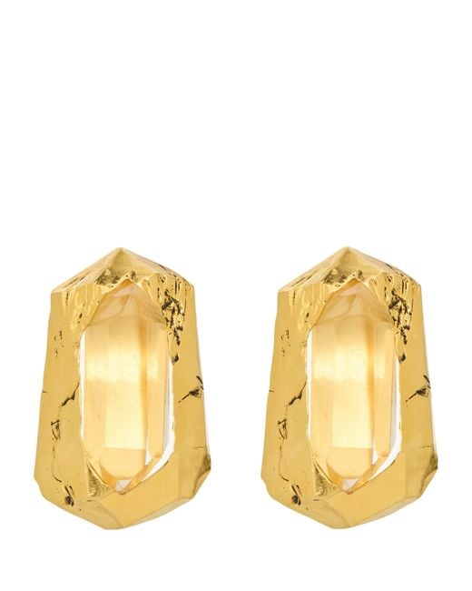 Saint Laurent Metallic Crystal Clip-On Earrings