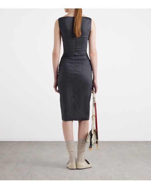 Prada Black Mohair-Blend Midi Dress