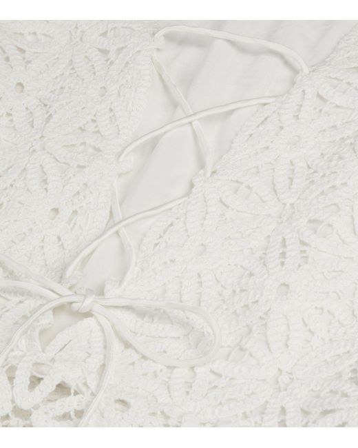 The Kooples White Cotton Guipure Midi Dress