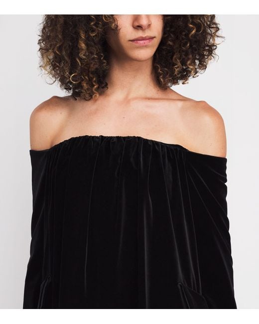 Max Mara Black Velvet Off-The-Shoulder Gown