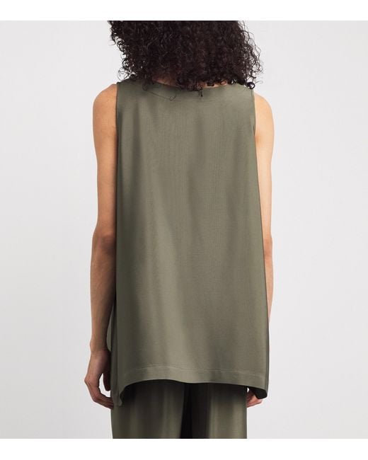 Eskandar Green Silk A-Line Shell Top