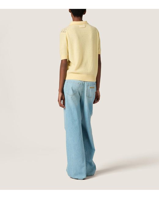 Miu Miu Yellow Cashmere Polo Sweater