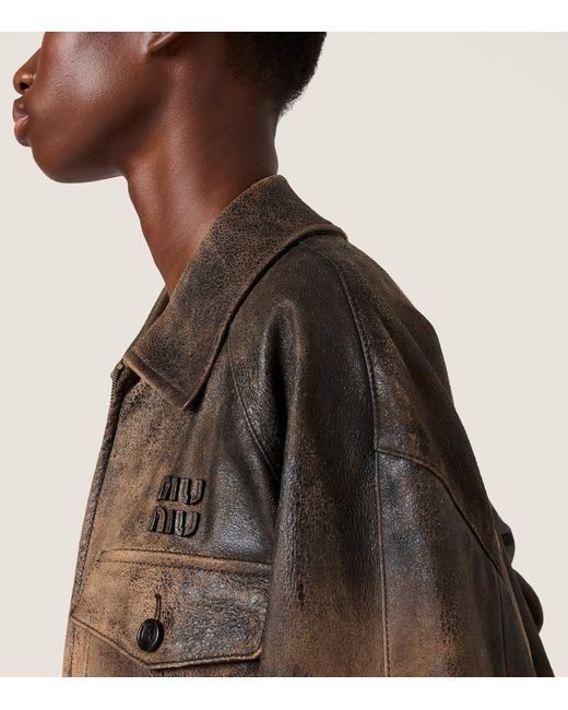 Miu Miu Brown Long-Sleeved Zipped Jacket