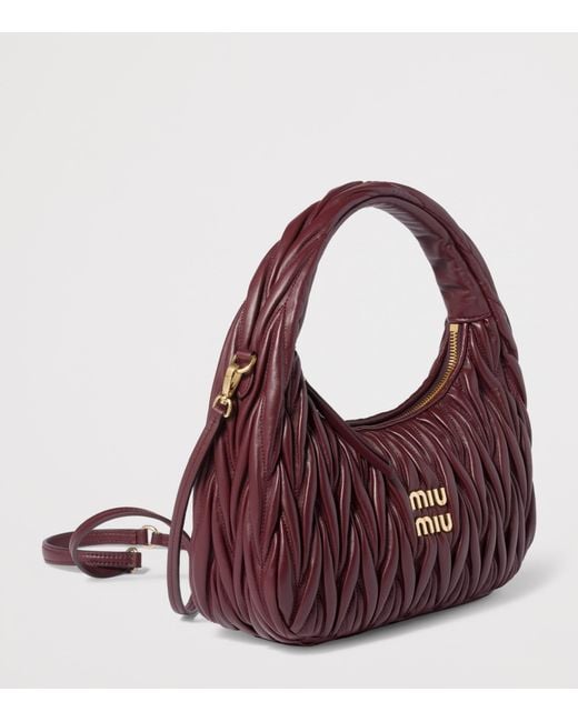 Miu Miu Purple Matelassé Leather Wander Top-Handle Bag