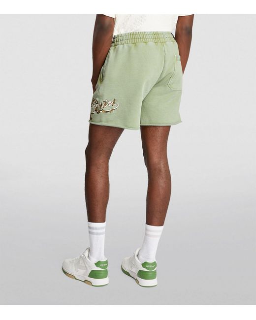 Amiri Green Cotton Drawstring Logo Shorts for men