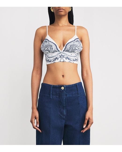Sandro Blue Bandana Print Crop Top