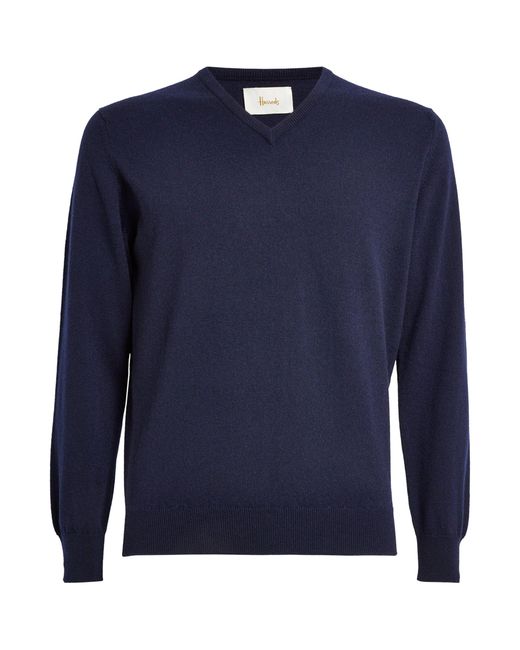 Men's Dodger Blue Cashmere V-Neck Pullover Sweater