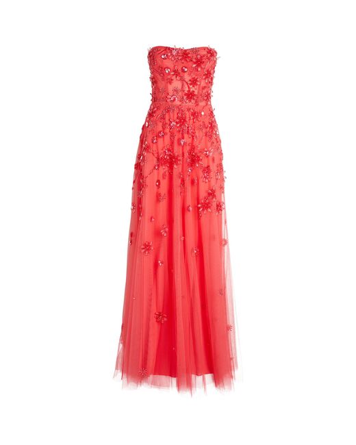Zuhair Murad Red Crystal Flower-embellished Gown