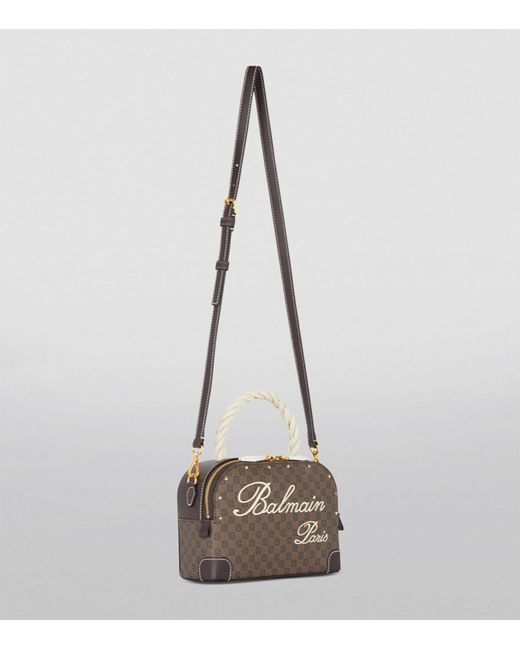 Balmain Brown Canvas-leather Make Up Top-handle Bag