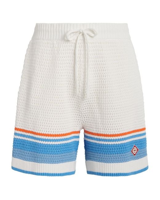 Casablanca Blue Cotton Chevron Crochet Shorts for men