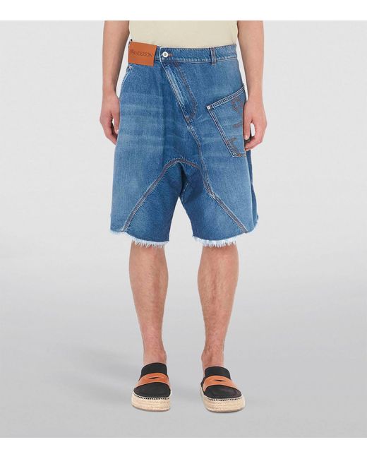 J.W. Anderson Blue Denim Twisted Workwear Shorts for men