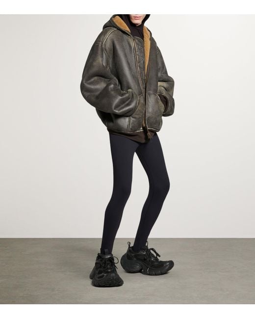 Balenciaga Oversized Hooded Leather Jacket in Gray | Lyst