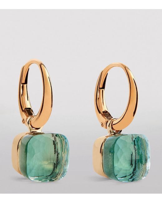 Pomellato Green Rose And Topaz Nudo Drop Earrings
