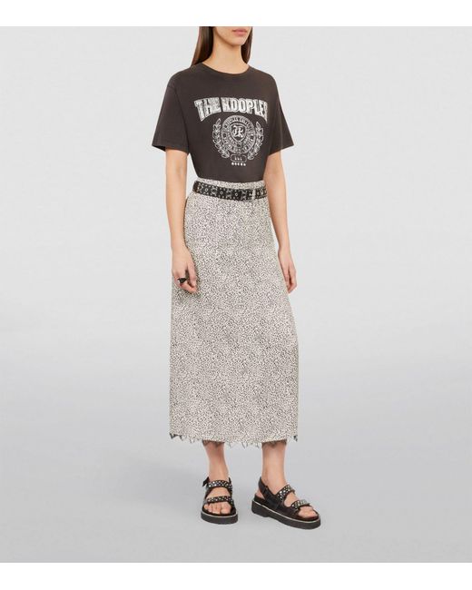 The Kooples Gray Leopard Print Maxi Skirt