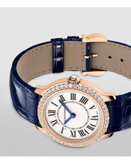 Cartier Blue Rose Gold And Diamond Ronde Louis Watch 29mm