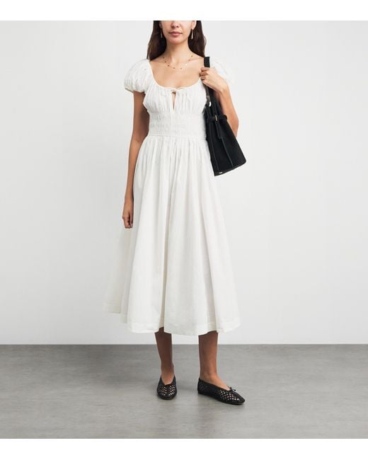 Doen White Organic Cotton Quinn Midi Dress