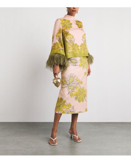 LaDoubleJ Multicolor Stretch-Cotton Floral Midi Skirt