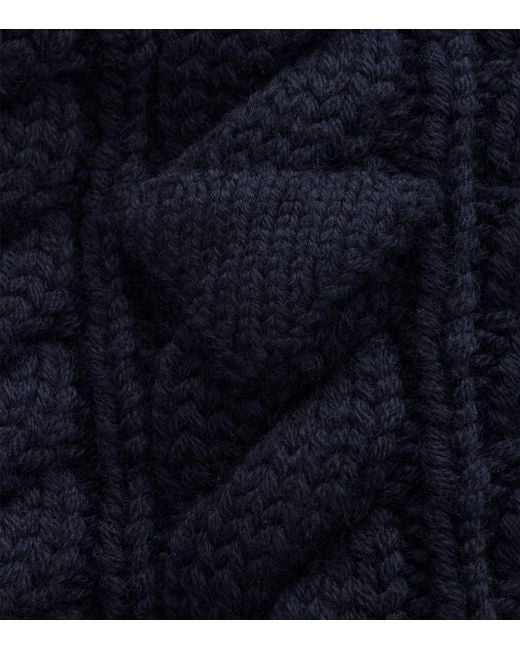 Prada Blue Virgin Wool Cable-Knit Scarf