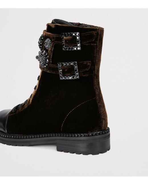 Kurt Geiger Black Velvet Stoop Ankle Boots