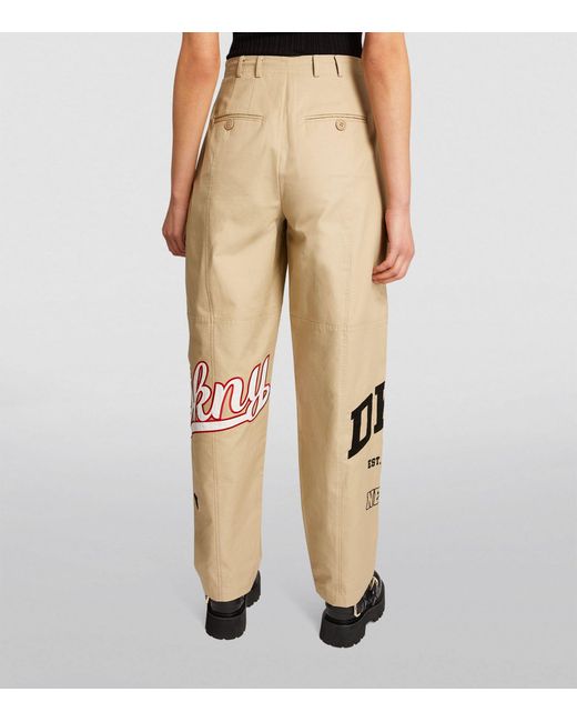 DKNY Natural Embroidered Patchwork Logo Trousers