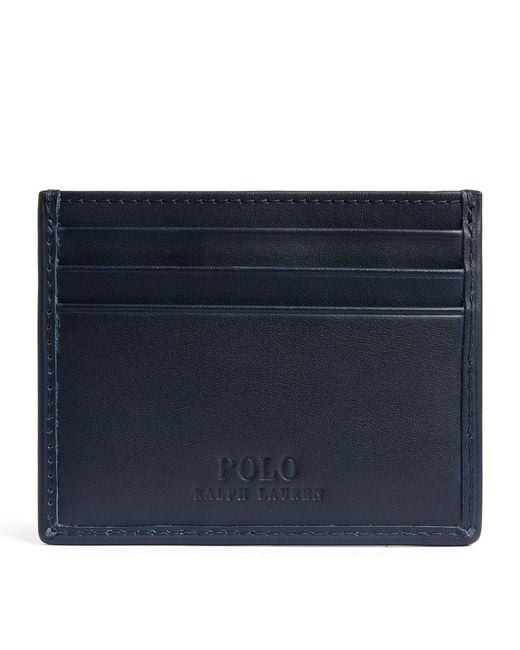 Polo Ralph Lauren Blue Leather Polo Bear Card Holder for men