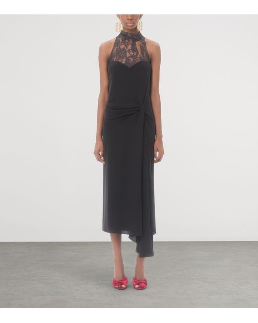 Valentino Black Silk Georgette Midi Dress
