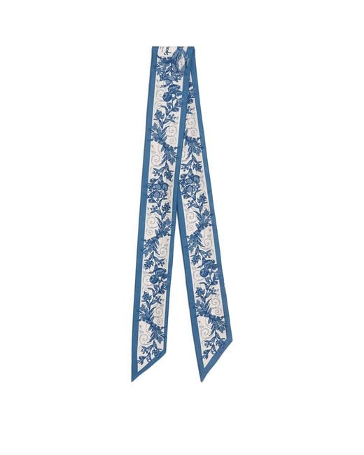 Harrods Blue Silk Menagerie Print Scarf