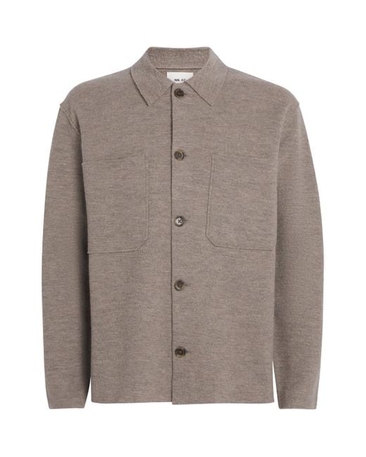 NN07 Brown Merino Wool Jonas Overshirt for men