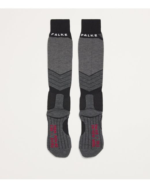 Falke White Virgin Wool-Blend Sk2 Skiing Socks