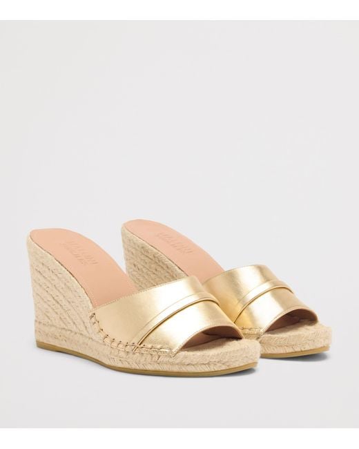 Malone Souliers Natural Metallic Leather Soleil Wedge Espadrilles 85