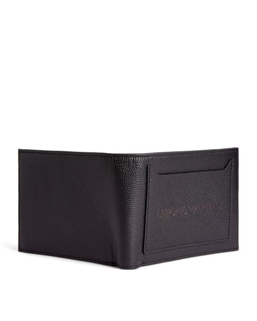 Emporio Armani Black Leather Logo Bifold Wallet for men