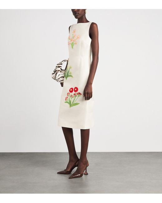LEO LIN White Wool-Silk Eleanor Midi Dress