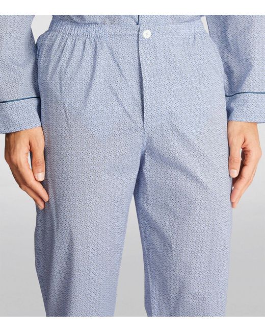 Zimmerli of Switzerland Blue Patterned Pyjama Set for men