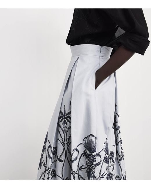 Eleventy White Cotton Embroidered Maxi Skirt