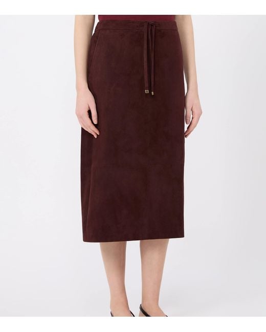 Max Mara Brown Suede Midi Skirt