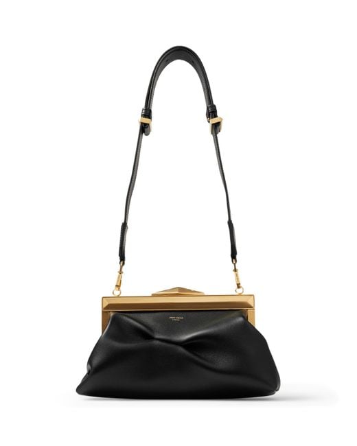 Jimmy Choo Black Leather Diamond Frame Clutch Bag