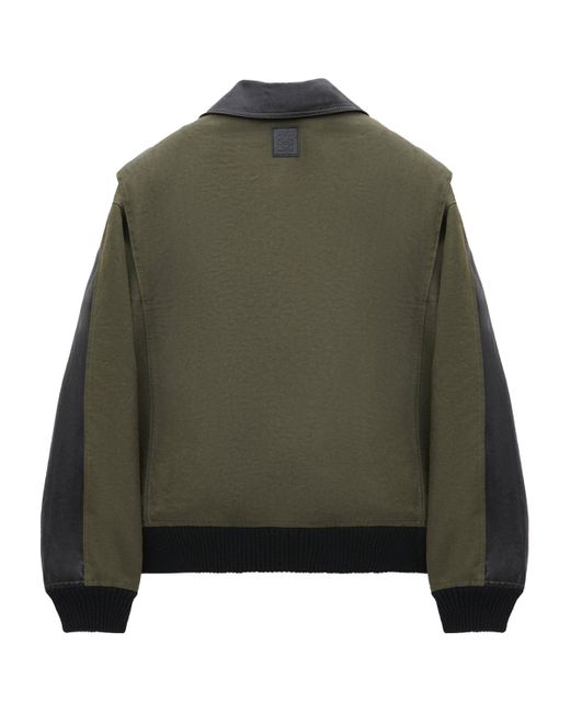 Loewe Black Hybrid Bomber Jacket In Nappa Calfskin And Cotton for men