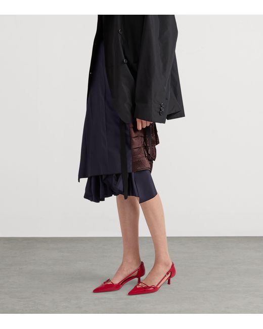 Prada Red Leather Open-Side Pumps 45