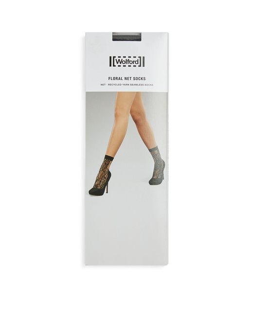 Wolford White Netted Floral Socks