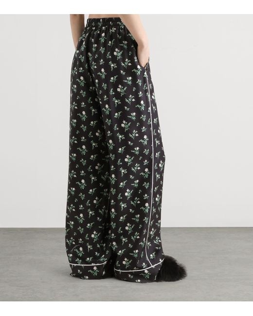 Dolce & Gabbana Black Silk Floral Pyjama Trousers