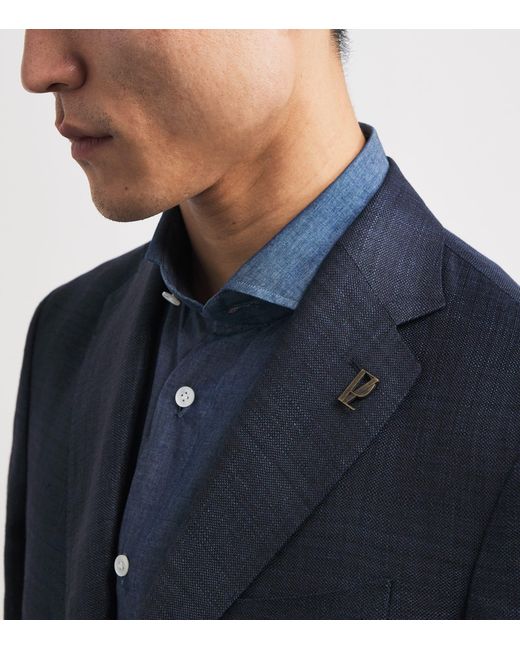 Pal Zileri Blue Linen-Wool Brera Blazer for men