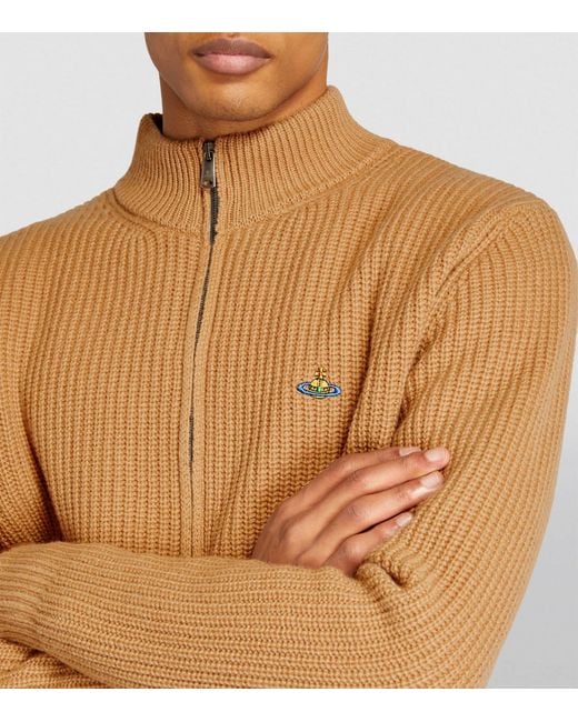 Vivienne Westwood Brown Wool-cashmere Zip-up Cardigan for men