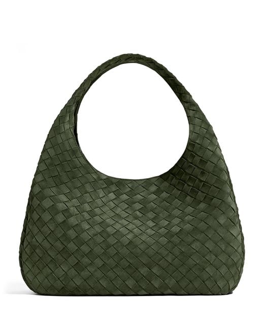 Bottega Veneta Green Large Suede Campana Shoulder Bag