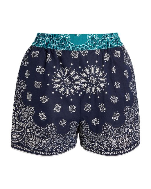 Call it By Your Name Blue Hand-embroidered Patchwork Shorts