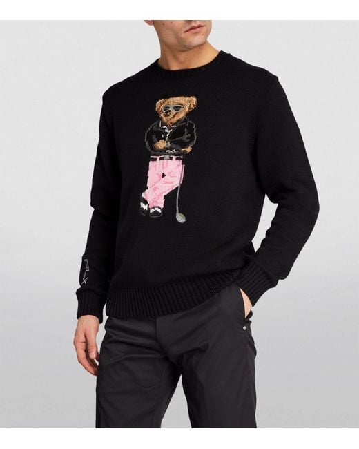 RLX Ralph Lauren Black Polo Bear Performance Sweater