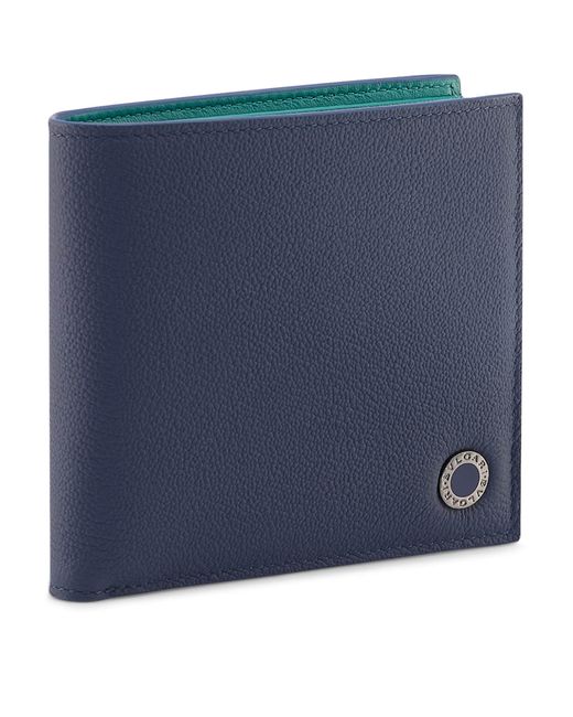 BVLGARI Blue Leather Compact Bifold Wallet