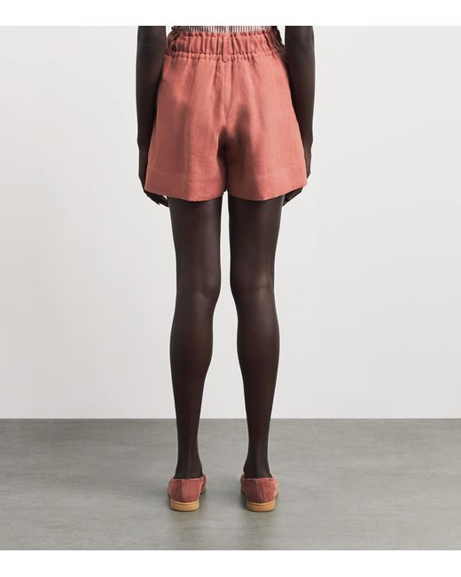 Eleventy Red Linen Drawstring Shorts