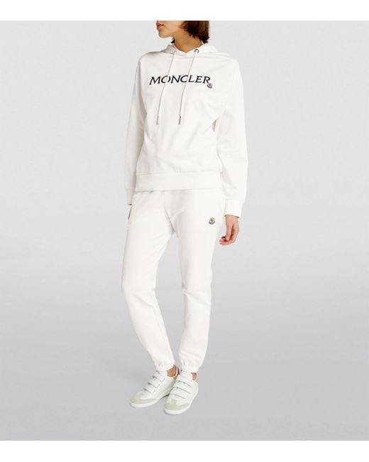 Moncler White Embroidered Logo Hoodie